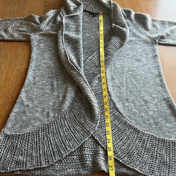Torrid Cardigan Crochet Trim Cascade Front Size 00 M/L Heather Gray Long Sleeves - Picture 8 of 14